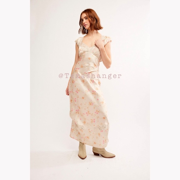 NWT Free People Butterly Babe Maxi Dress S Small Cream Combo - Picture 1 of 9